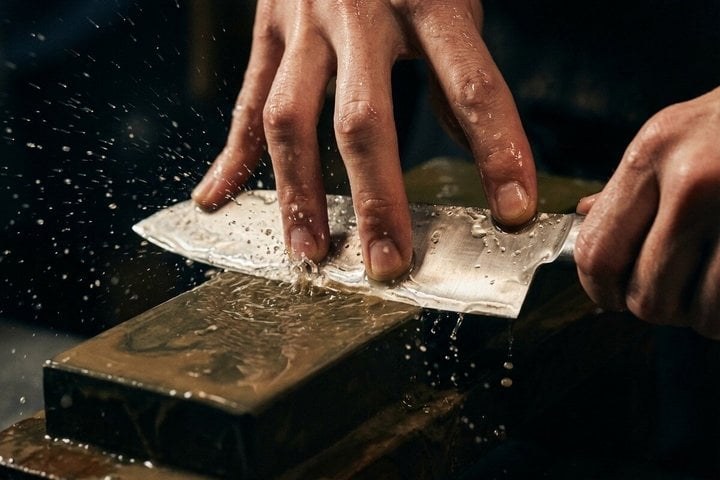 Sharpening on a whetstone