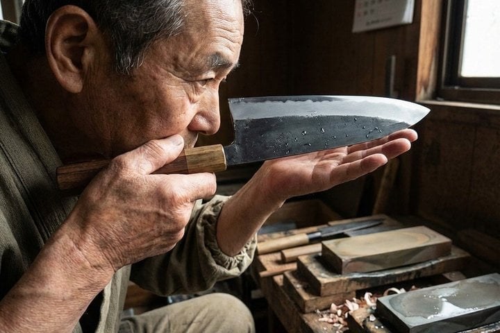 Inspecting the blade